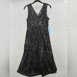 Draper James RSVP Black Sleeveless Sequin Dress Pockets‎ Lined Women's Size 2